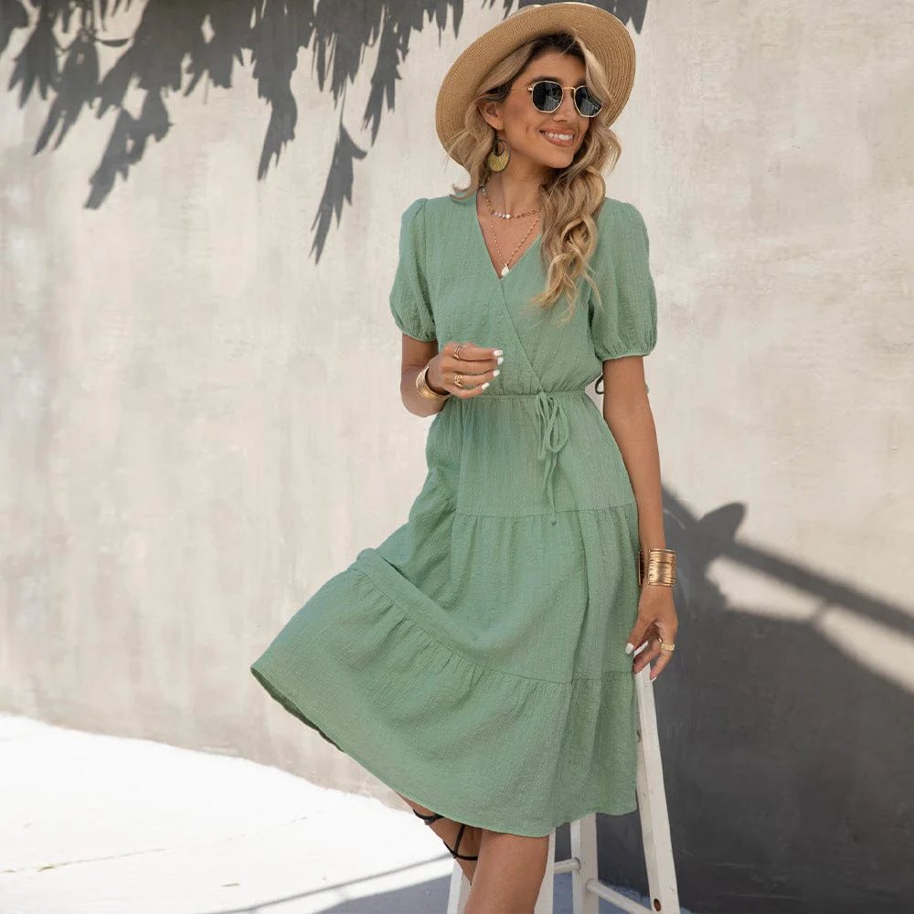 Puff Sleeve Tiered Dress - Image 4
