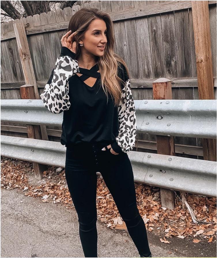 Puffed Leopard Sleeve Tunic - Image 5