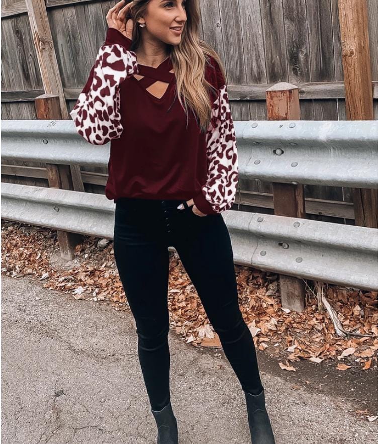 Puffed Leopard Sleeve Tunic - Image 9