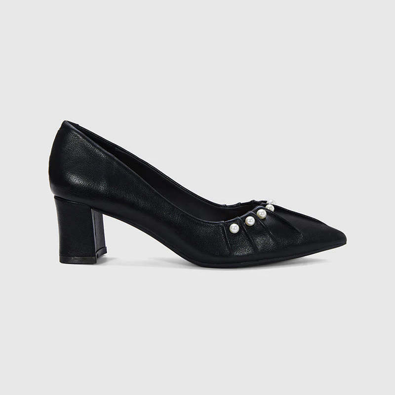 Chunky Heel Pumps Casual Black - Image 2