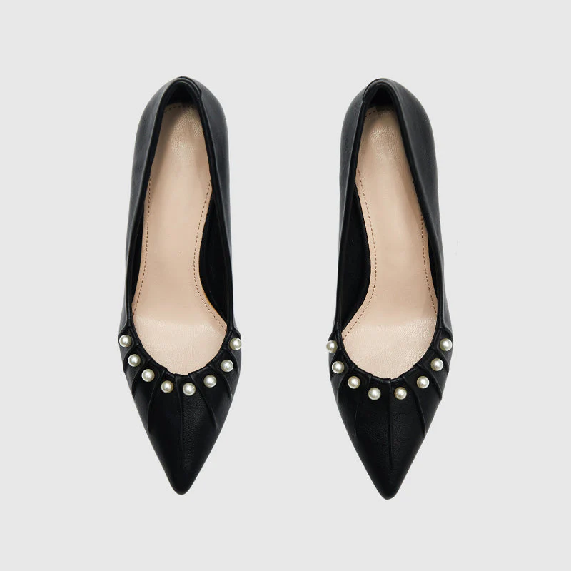 Chunky Heel Pumps Casual Black - Image 4