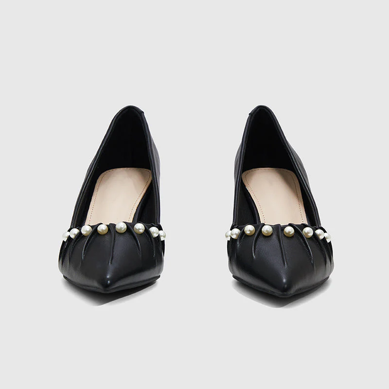 Chunky Heel Pumps Casual Black - Image 5