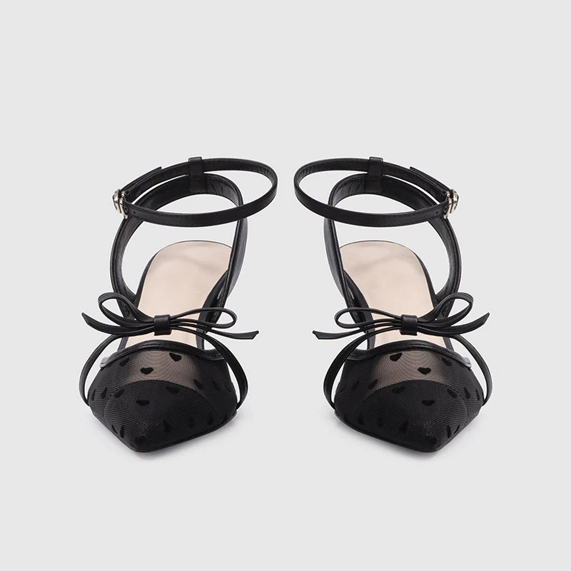 Ankle Wrap Heeled Sandals Black - Image 3