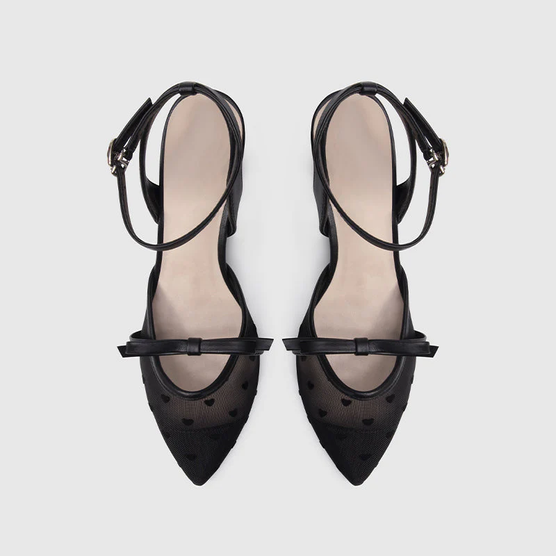 Ankle Wrap Heeled Sandals Black - Image 5