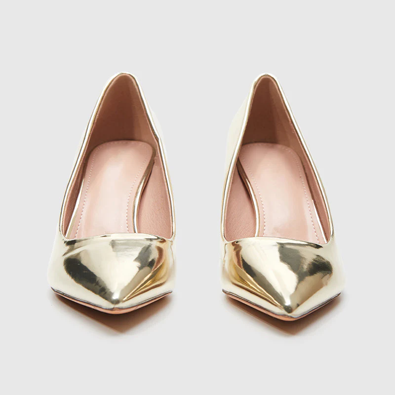 Thin Heeled Pumps Gold - Image 3