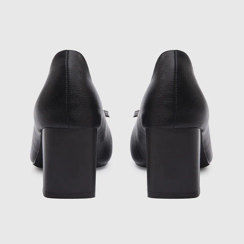 Square Head Chunky Heeled Pumps - Image 4