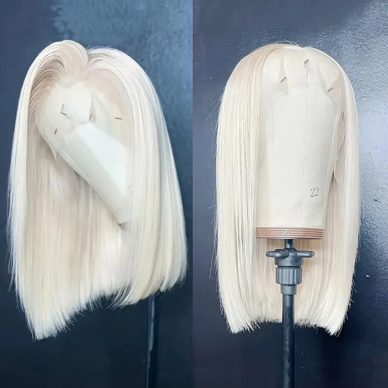 Pure White Dyed Wig Front Lace Bob Haircut - Image 4