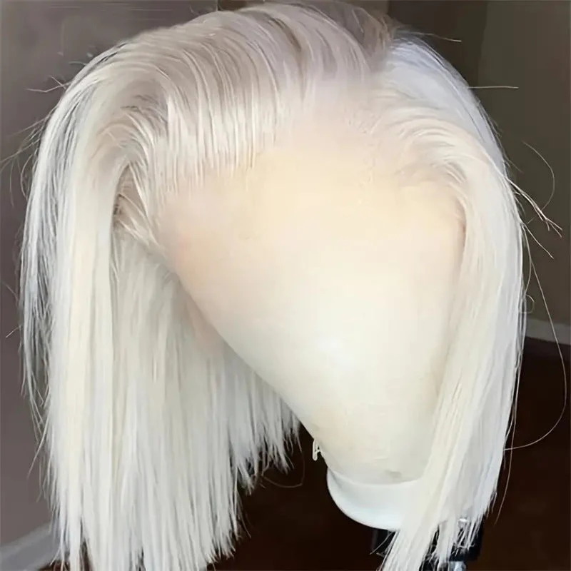 Pure White Dyed Wig Front Lace Bob Haircut - Image 6