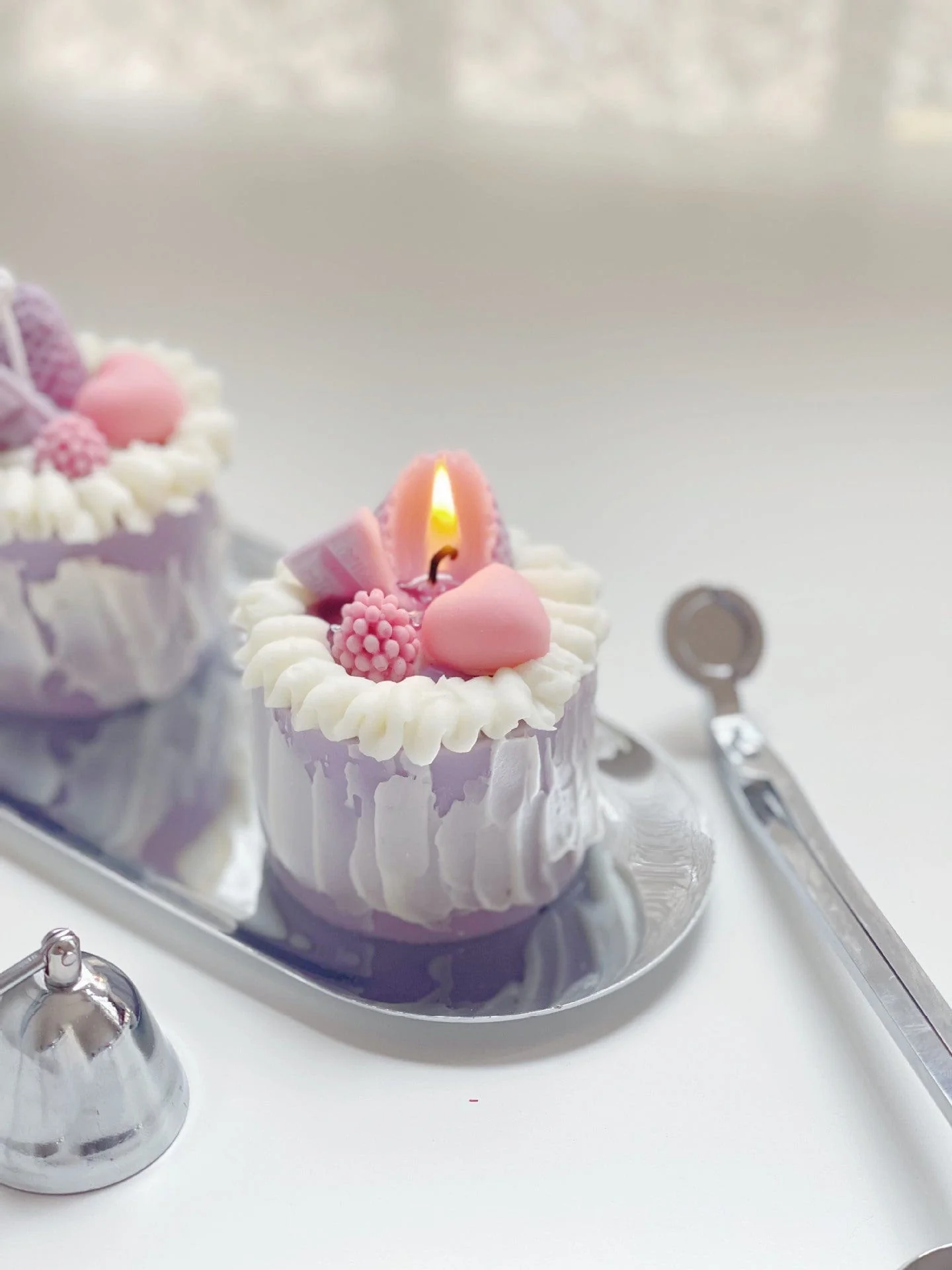 Purple Berries Cake Decorative Candle - Image 3