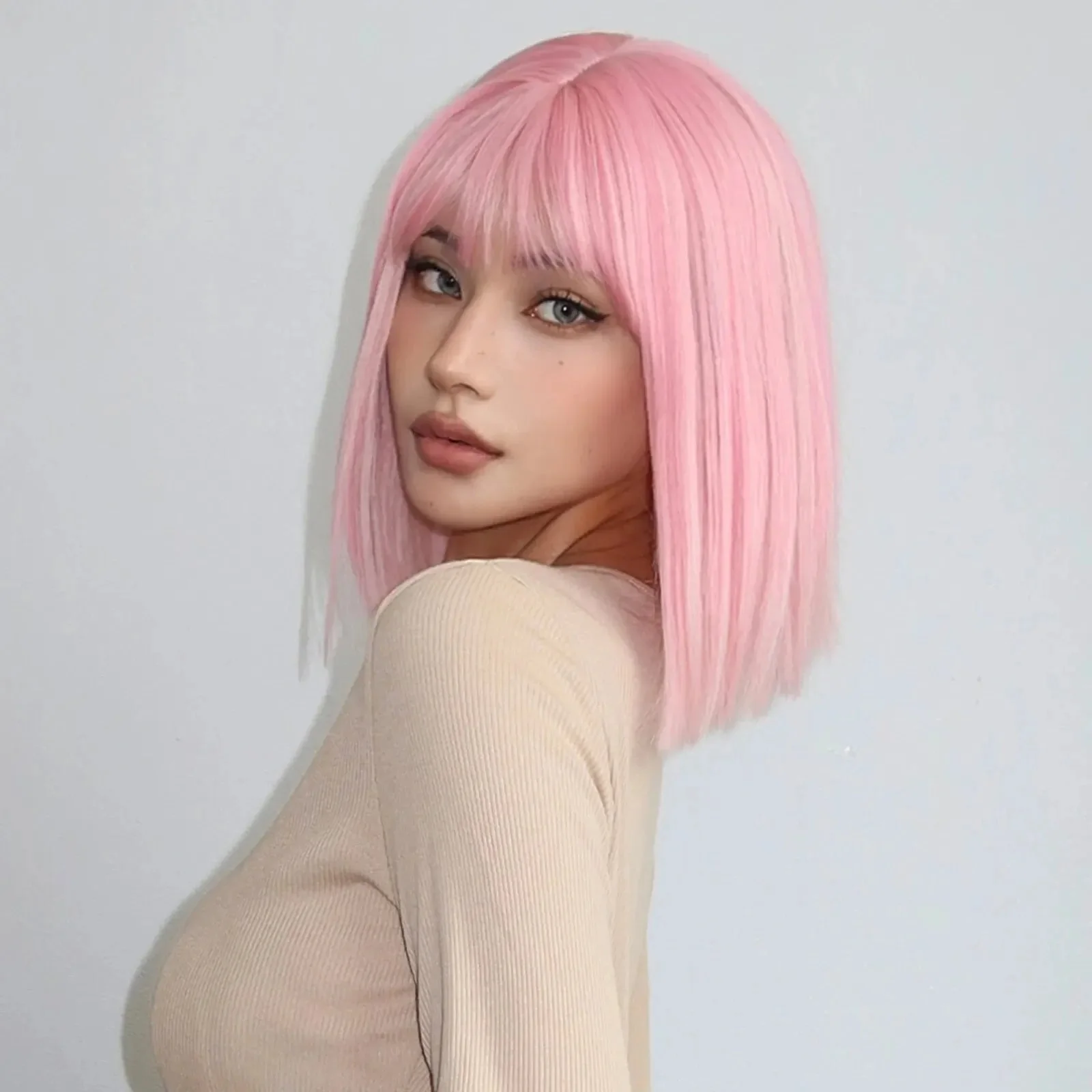 Qi Bangs Bobhaircut Bobo Short Straight Hair Festival High Temperature Chemical Fiber Silk - Image 5