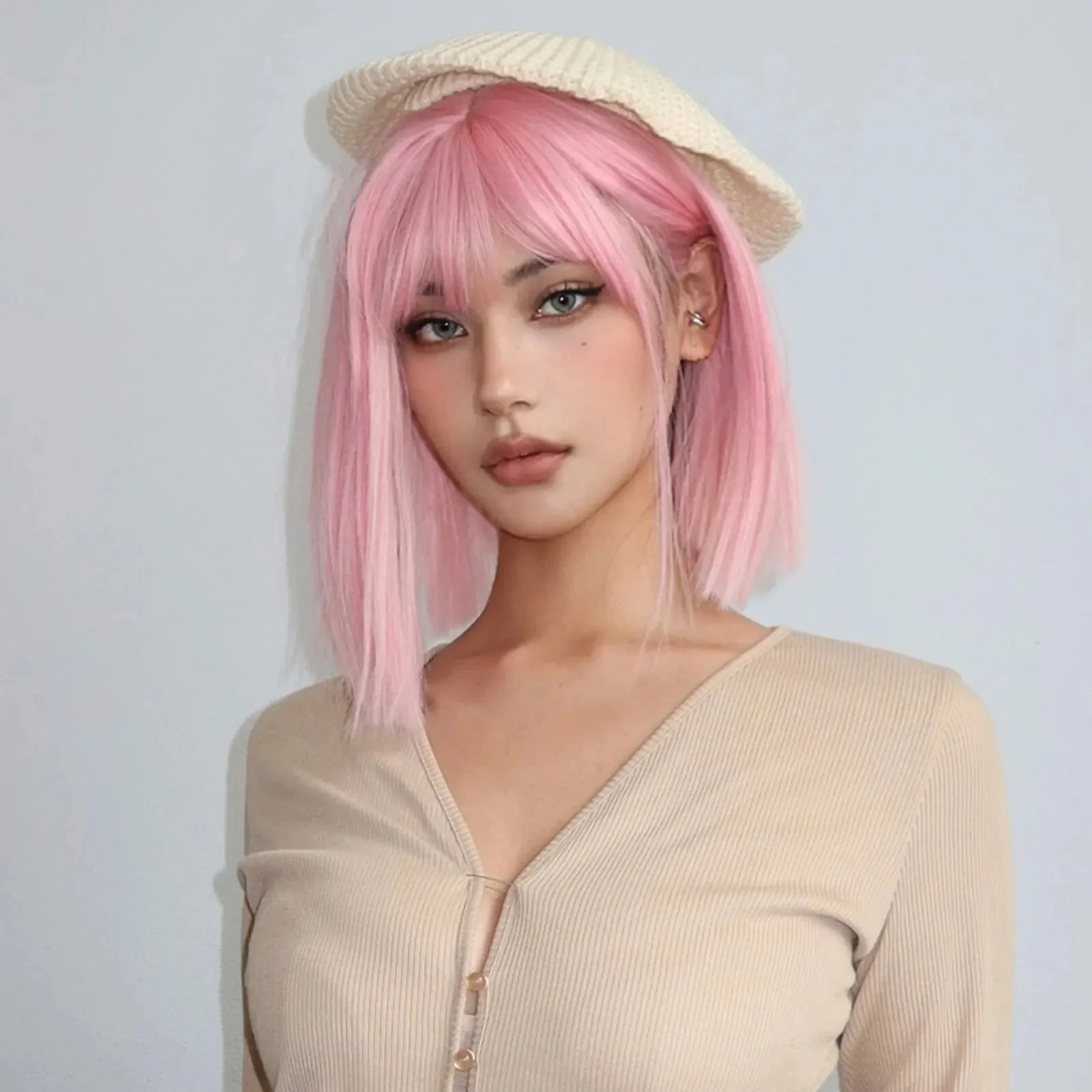 Qi Bangs Bobhaircut Bobo Short Straight Hair Festival High Temperature Chemical Fiber Silk - Image 6