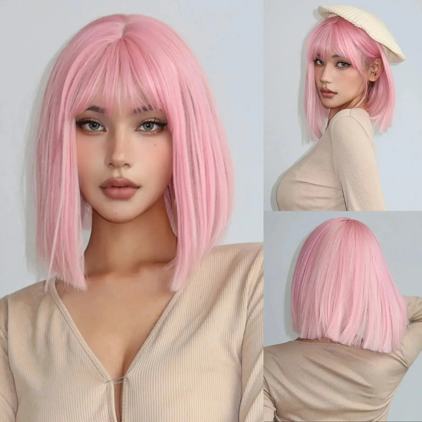 Qi Bangs Bobhaircut Bobo Short Straight Hair Festival High Temperature Chemical Fiber Silk - Image 7