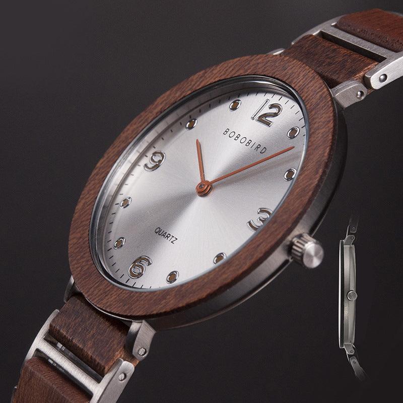Quartz Wood Watch Waterproof Stainless Steel Casual Watch - Image 3
