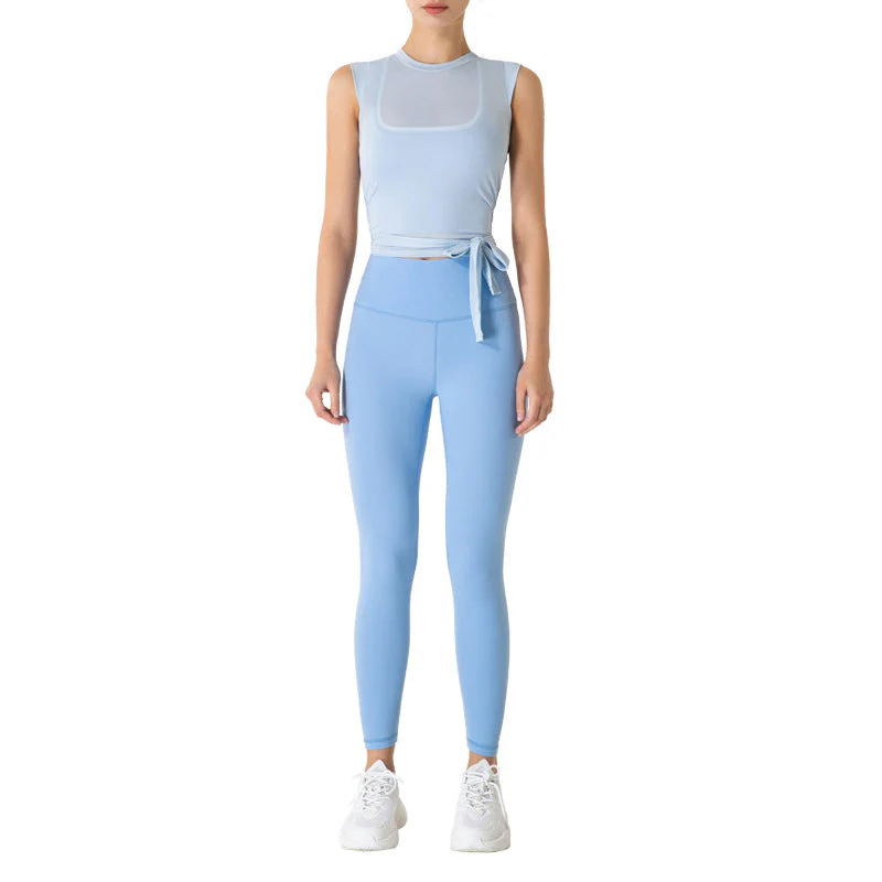 Quick Drying Sheer Sleeveless Tying Top - Image 3