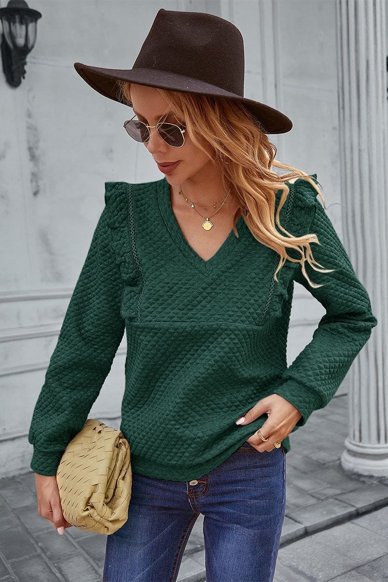 Quilted Ruffle Trimmed Sweater - Image 15