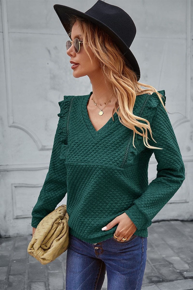 Quilted Ruffle Trimmed Sweater - Image 17