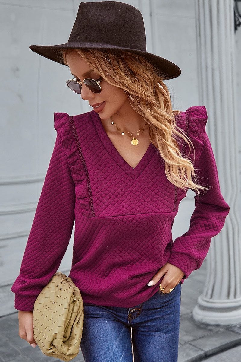 Quilted Ruffle Trimmed Sweater - Image 19