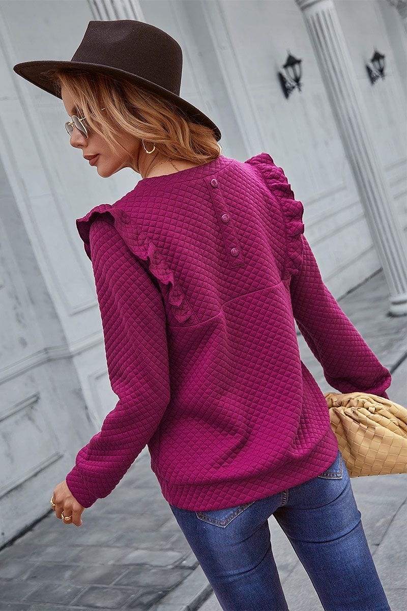 Quilted Ruffle Trimmed Sweater - Image 23