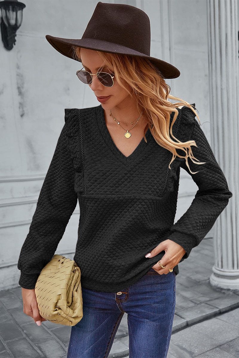 Quilted Ruffle Trimmed Sweater - Image 24