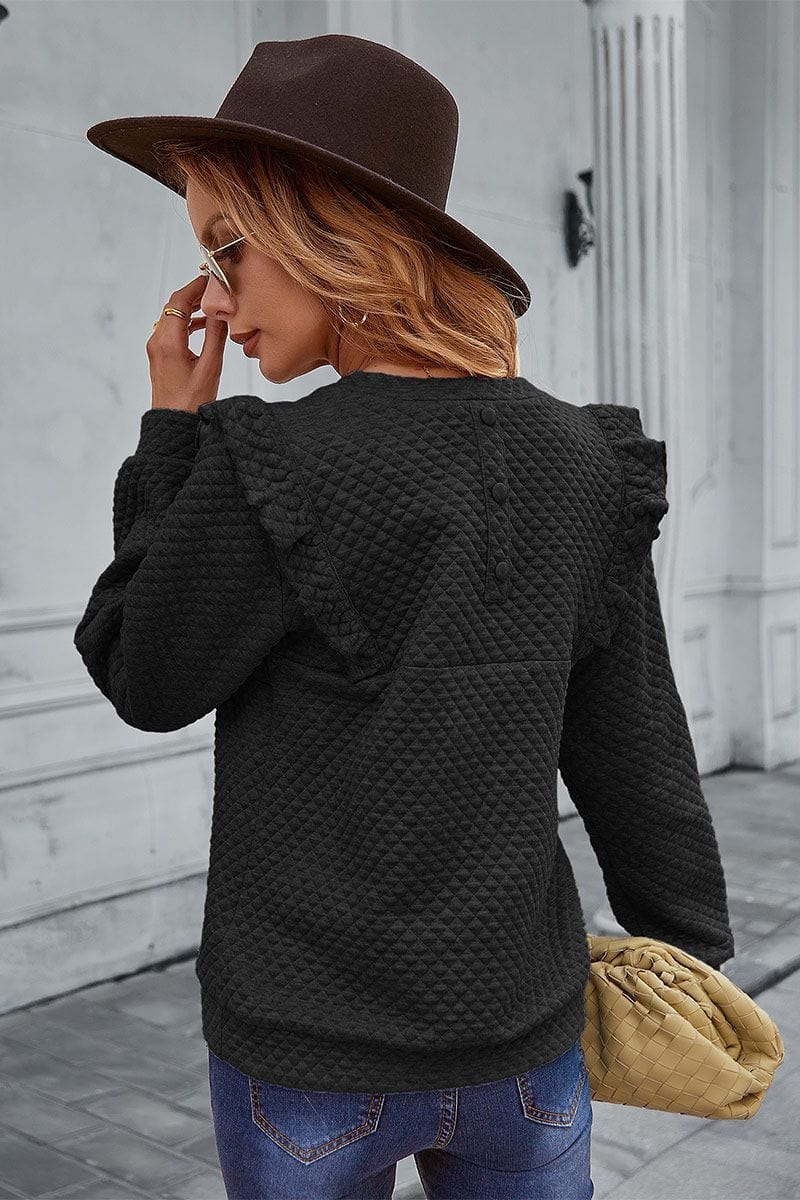Quilted Ruffle Trimmed Sweater - Image 29