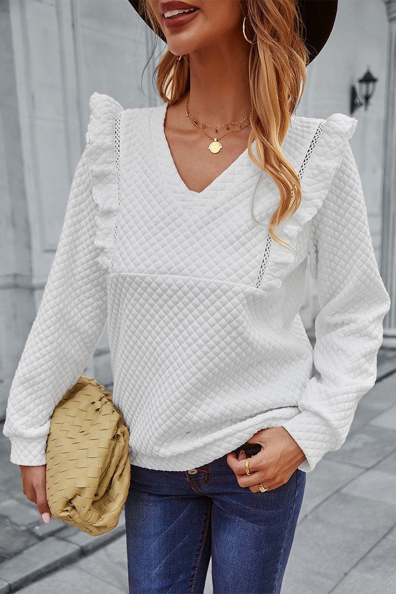 Quilted Ruffle Trimmed Sweater - Image 3