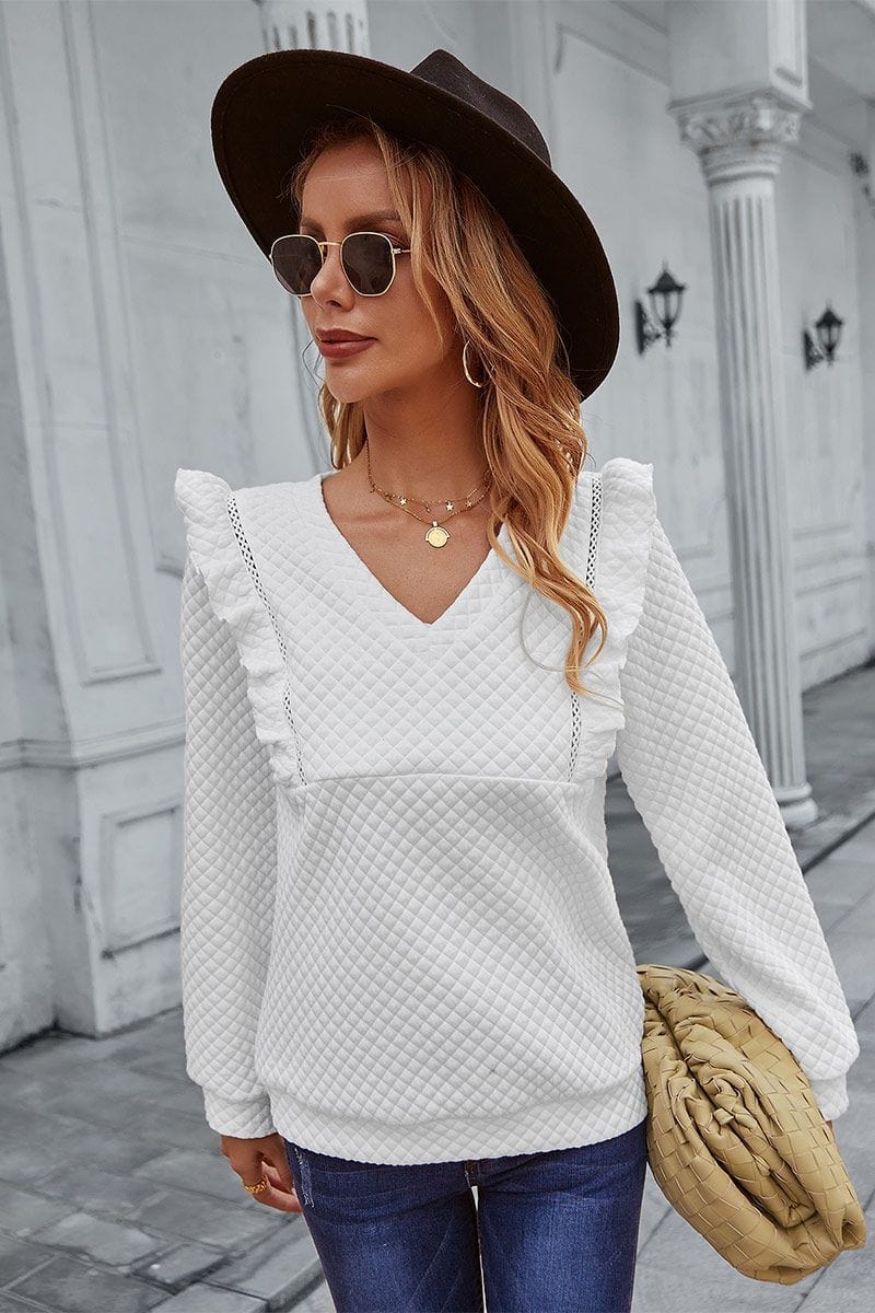 Quilted Ruffle Trimmed Sweater - Image 4