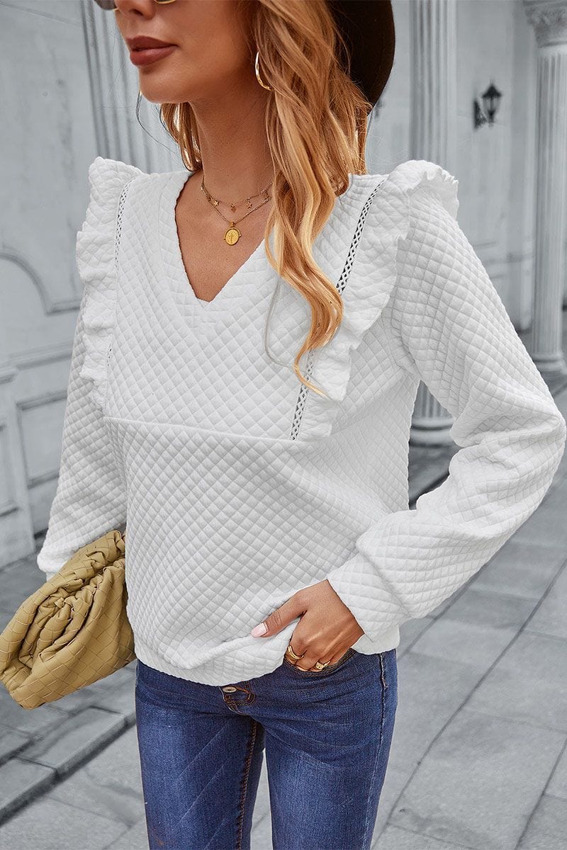 Quilted Ruffle Trimmed Sweater - Image 5