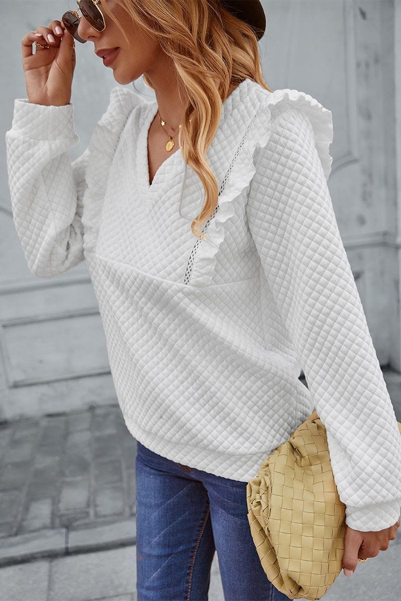Quilted Ruffle Trimmed Sweater - Image 6