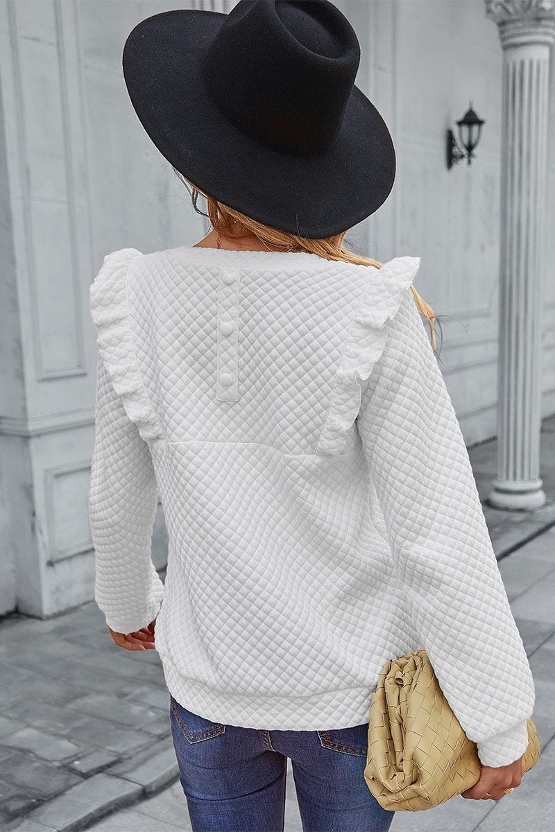 Quilted Ruffle Trimmed Sweater - Image 7