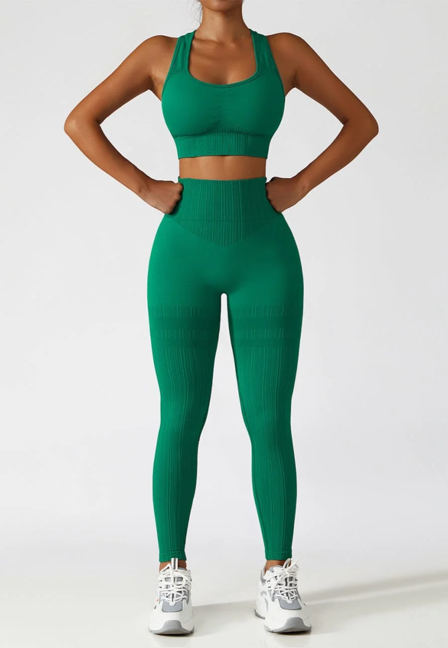 Racerback Sports Bra & Sculpting High Waist Leggings Set - Image 10