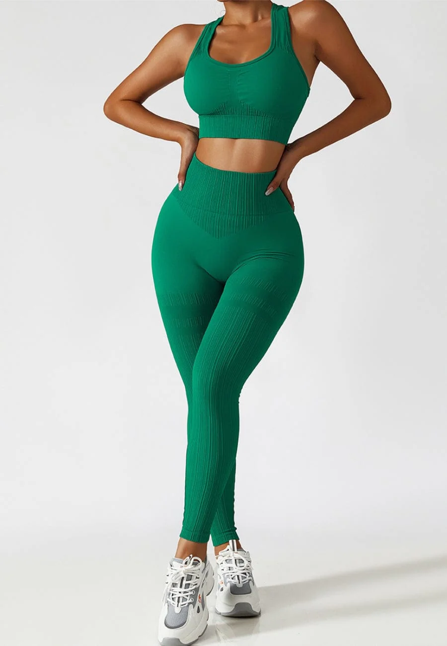 Racerback Sports Bra & Sculpting High Waist Leggings Set - Image 11