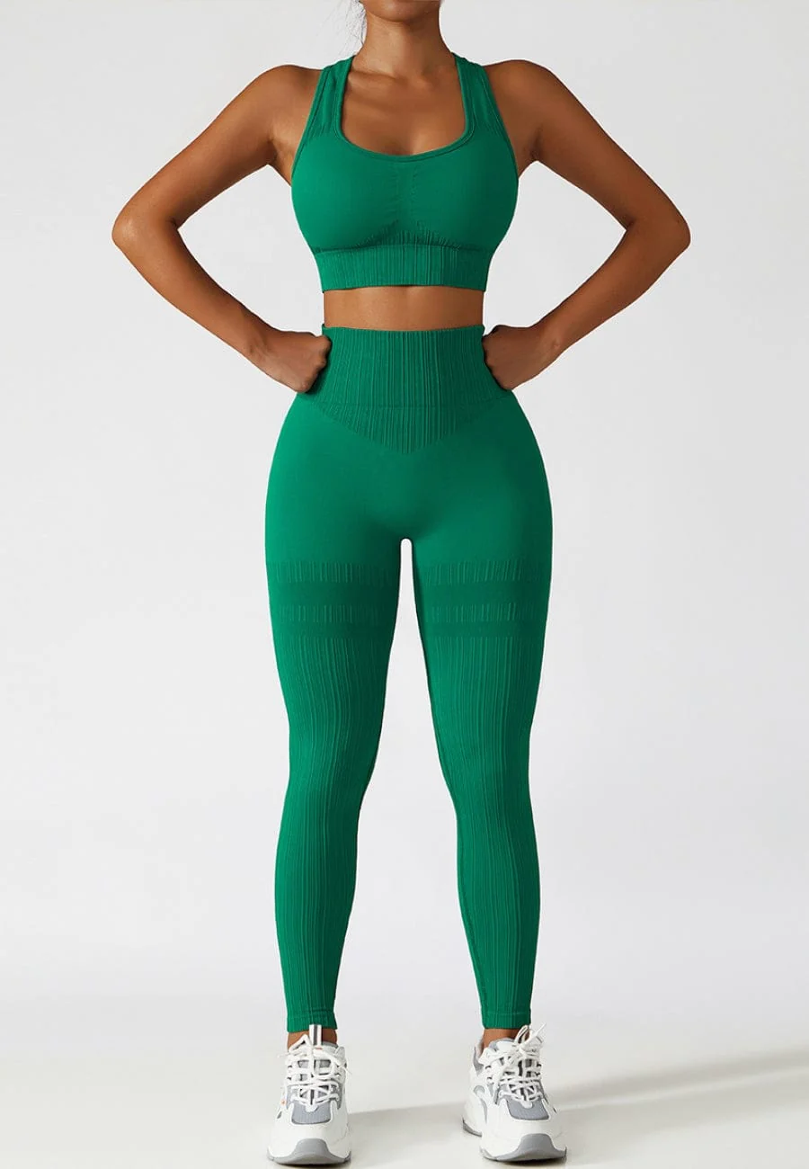 Racerback Sports Bra & Sculpting High Waist Leggings Set - Image 14