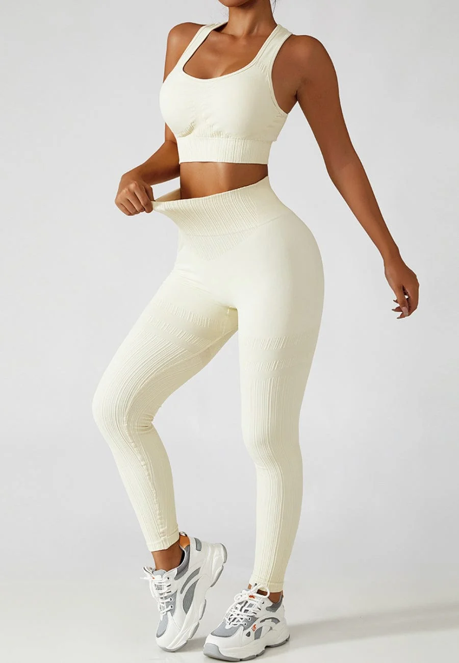 Racerback Sports Bra & Sculpting High Waist Leggings Set - Image 17