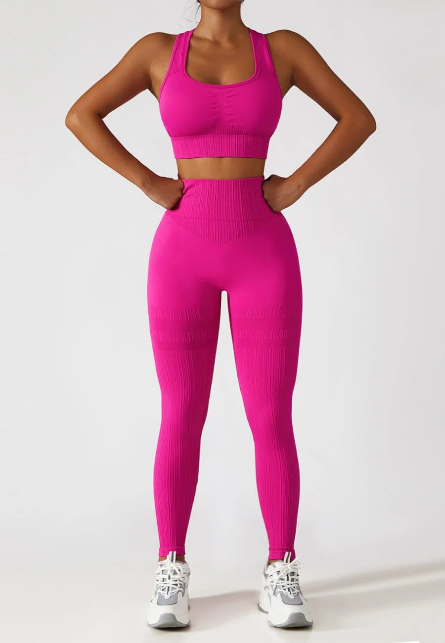 Racerback Sports Bra & Sculpting High Waist Leggings Set - Image 19