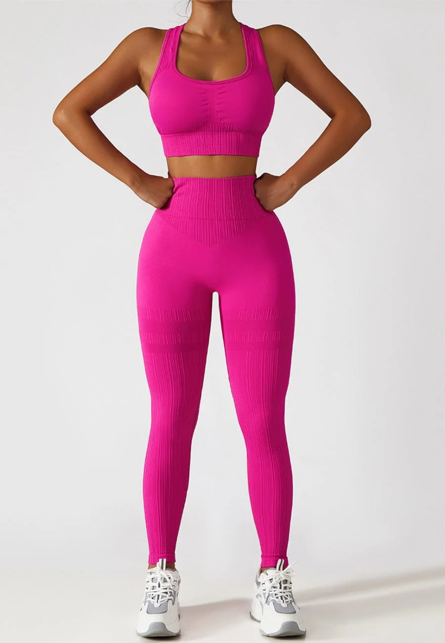Racerback Sports Bra & Sculpting High Waist Leggings Set - Image 20