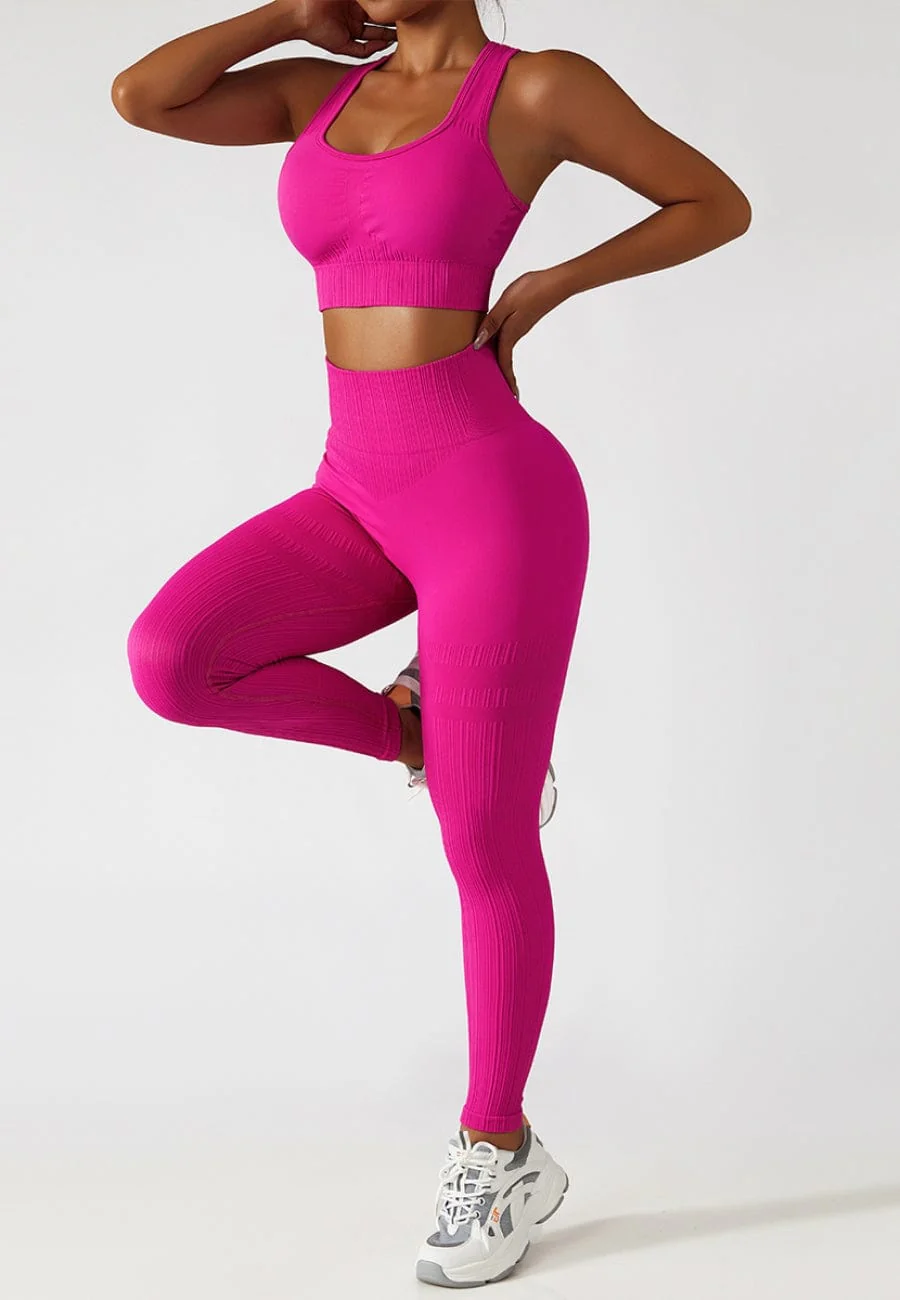 Racerback Sports Bra & Sculpting High Waist Leggings Set - Image 21