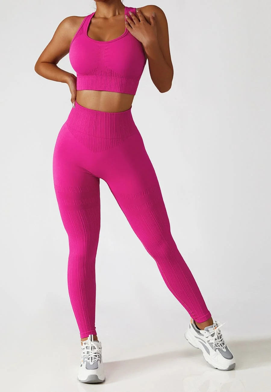 Racerback Sports Bra & Sculpting High Waist Leggings Set - Image 22