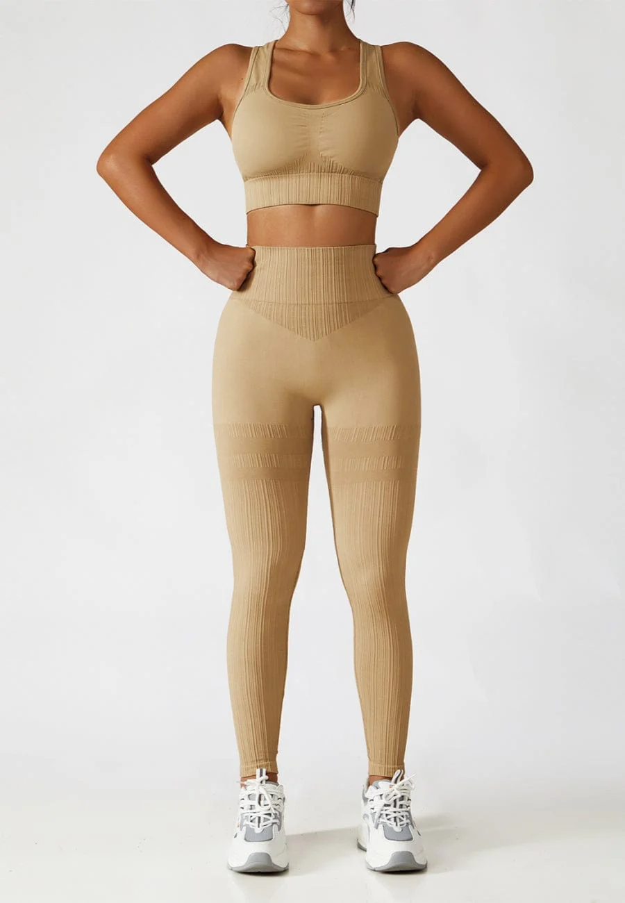 Racerback Sports Bra & Sculpting High Waist Leggings Set - Image 23