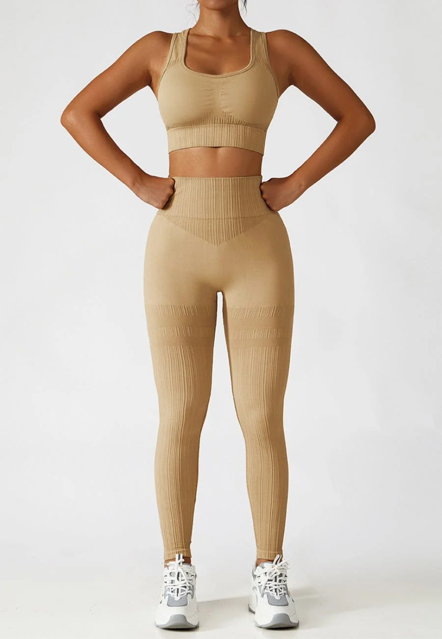 Racerback Sports Bra & Sculpting High Waist Leggings Set - Image 26