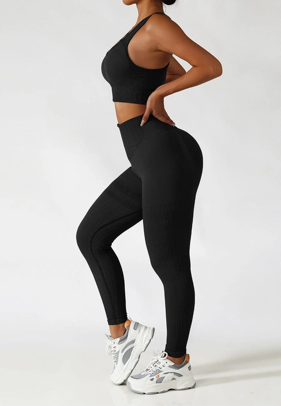 Racerback Sports Bra & Sculpting High Waist Leggings Set - Image 4