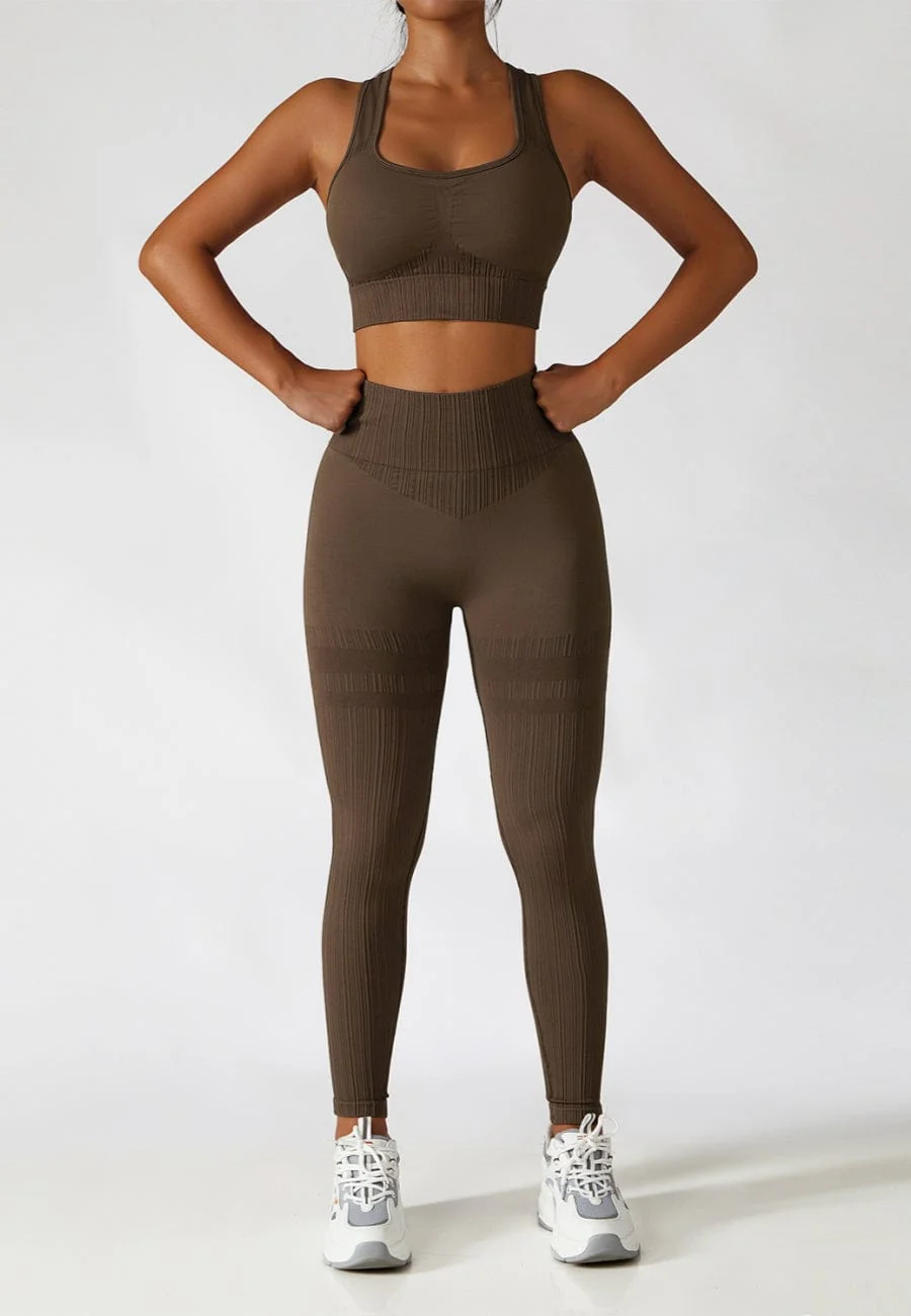 Racerback Sports Bra & Sculpting High Waist Leggings Set - Image 5