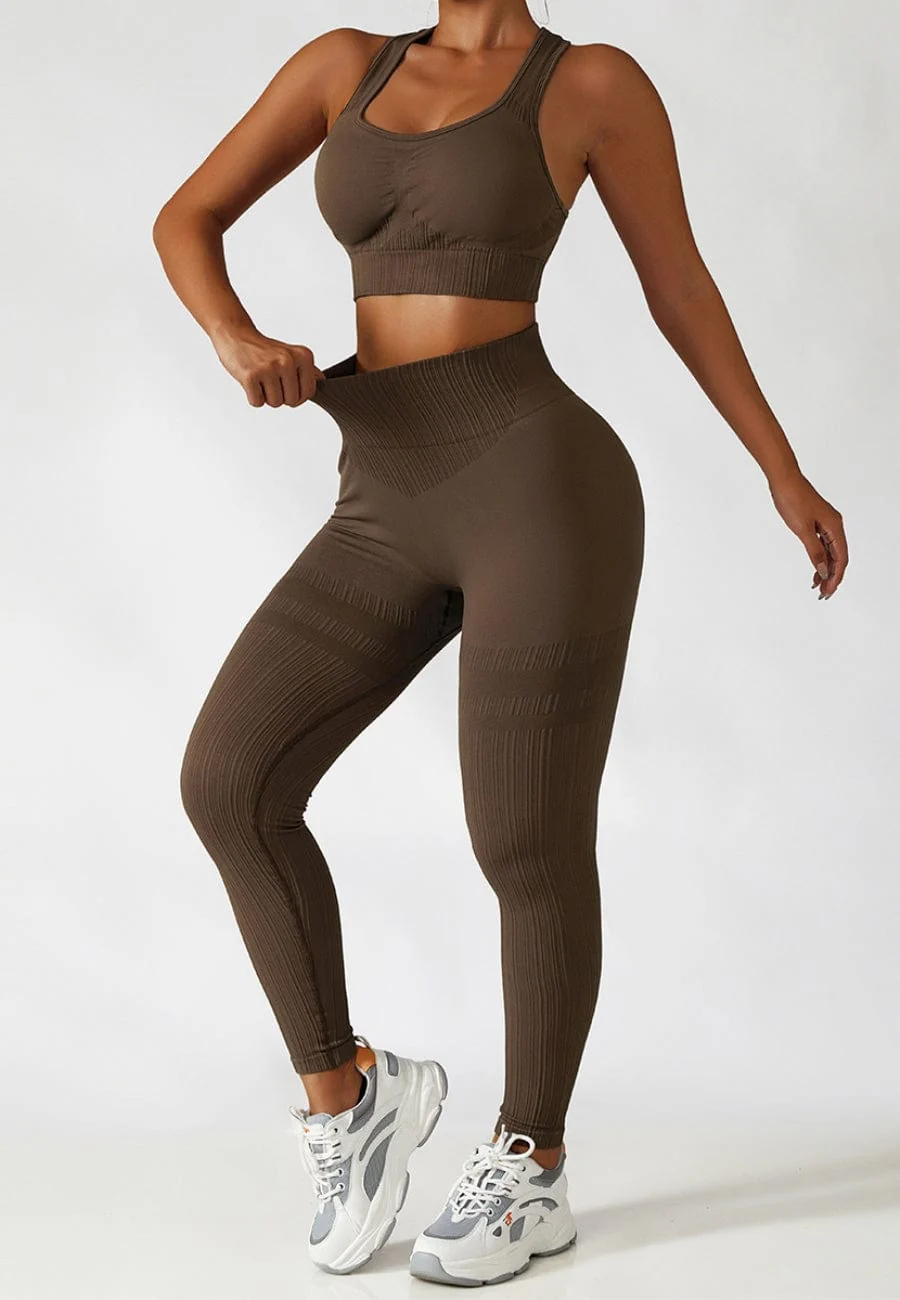 Racerback Sports Bra & Sculpting High Waist Leggings Set - Image 8