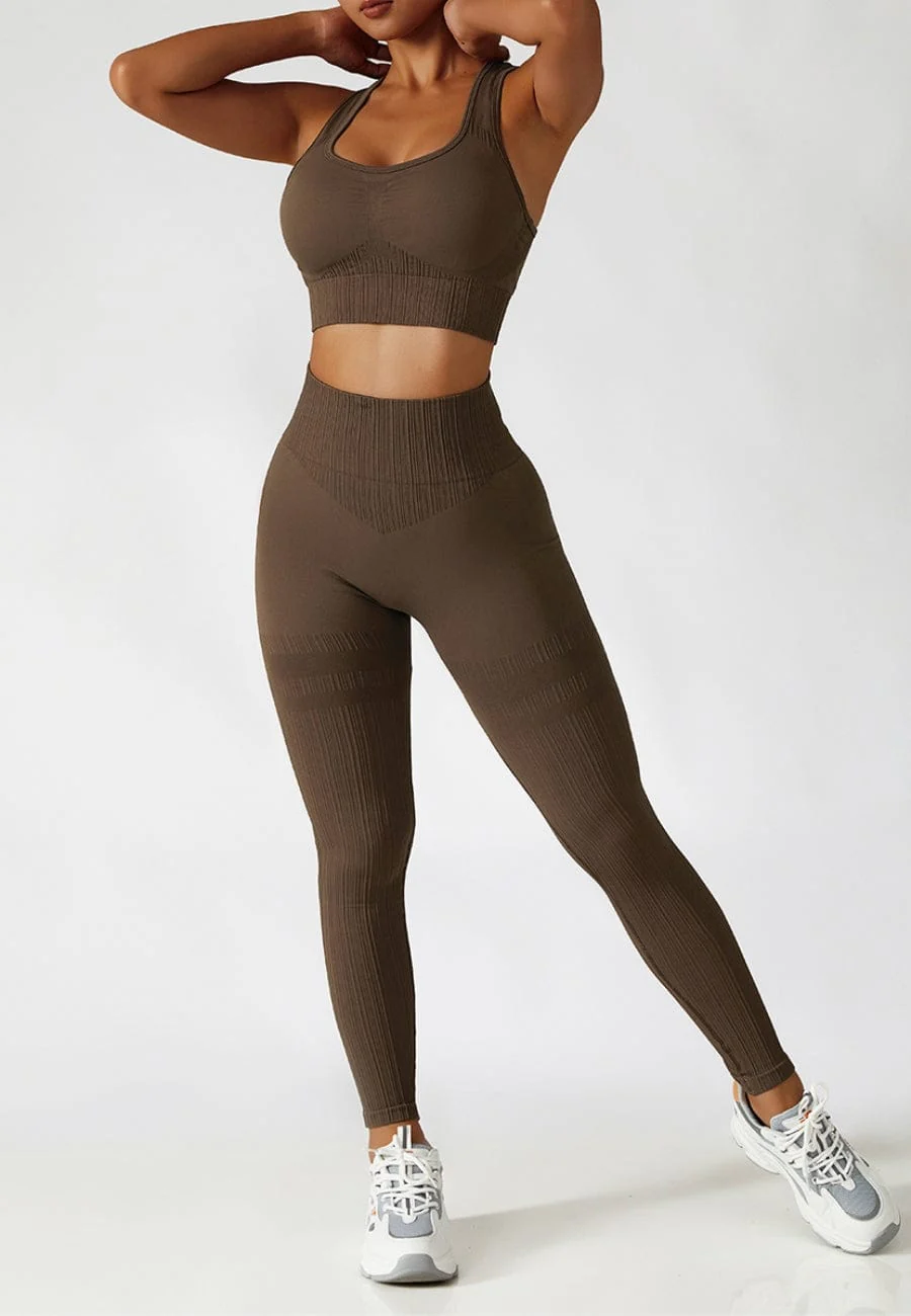 Racerback Sports Bra & Sculpting High Waist Leggings Set - Image 9