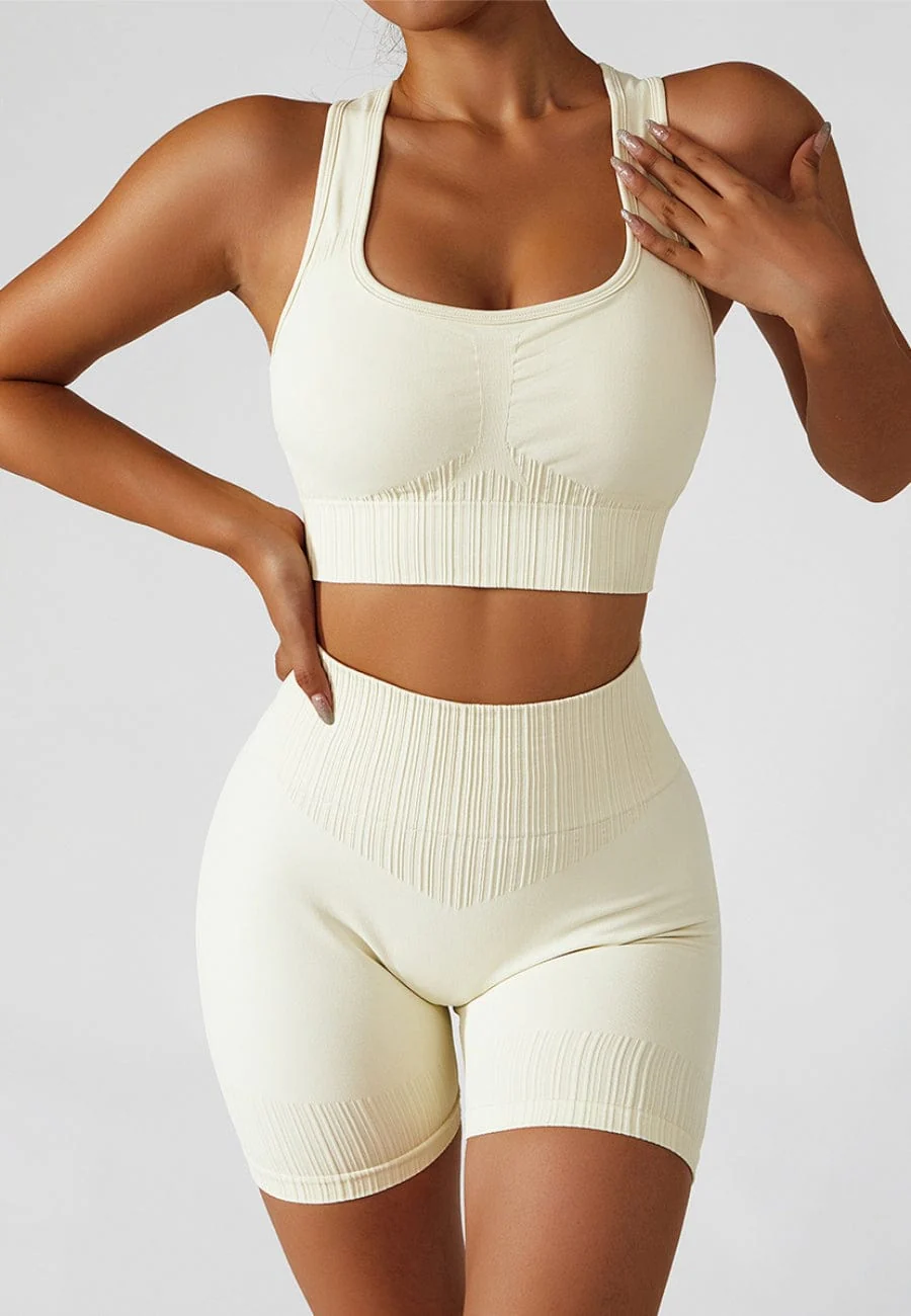 Racerback Sports Bra & Sculpting High Waist Shorts Set - Image 14