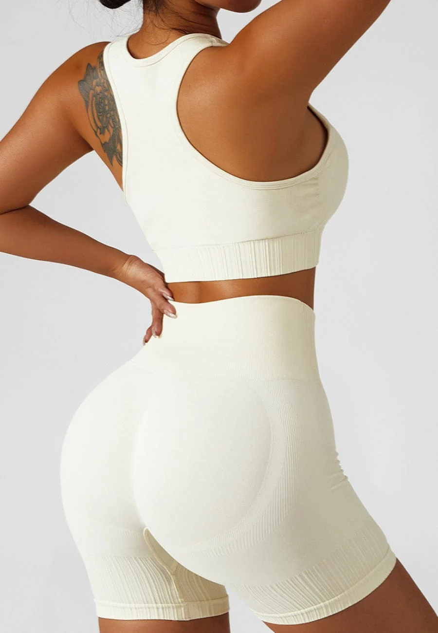 Racerback Sports Bra & Sculpting High Waist Shorts Set - Image 16