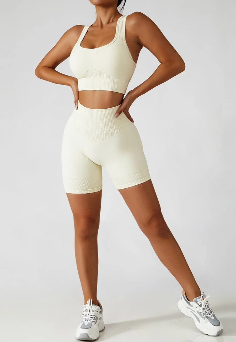 Racerback Sports Bra & Sculpting High Waist Shorts Set - Image 17