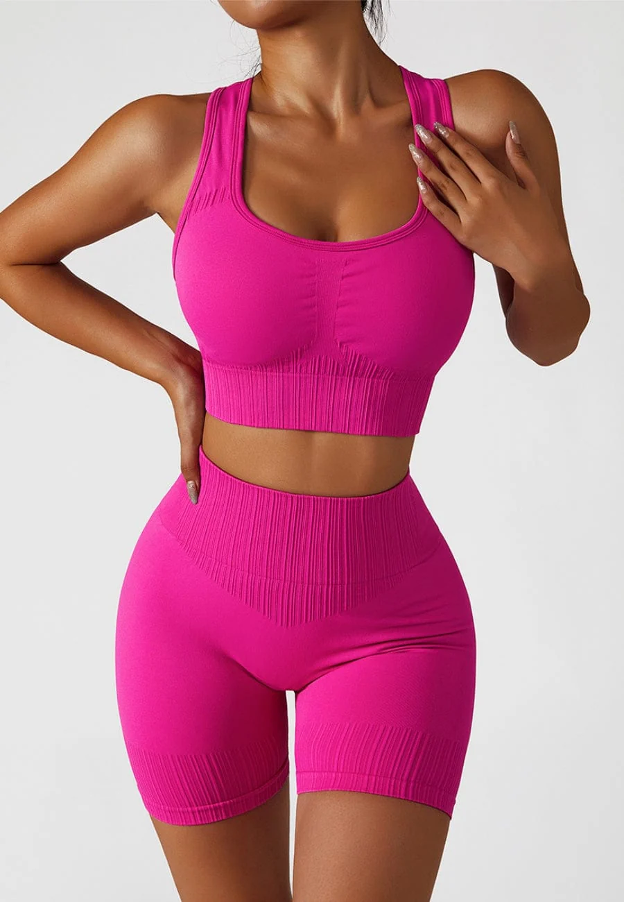 Racerback Sports Bra & Sculpting High Waist Shorts Set - Image 19