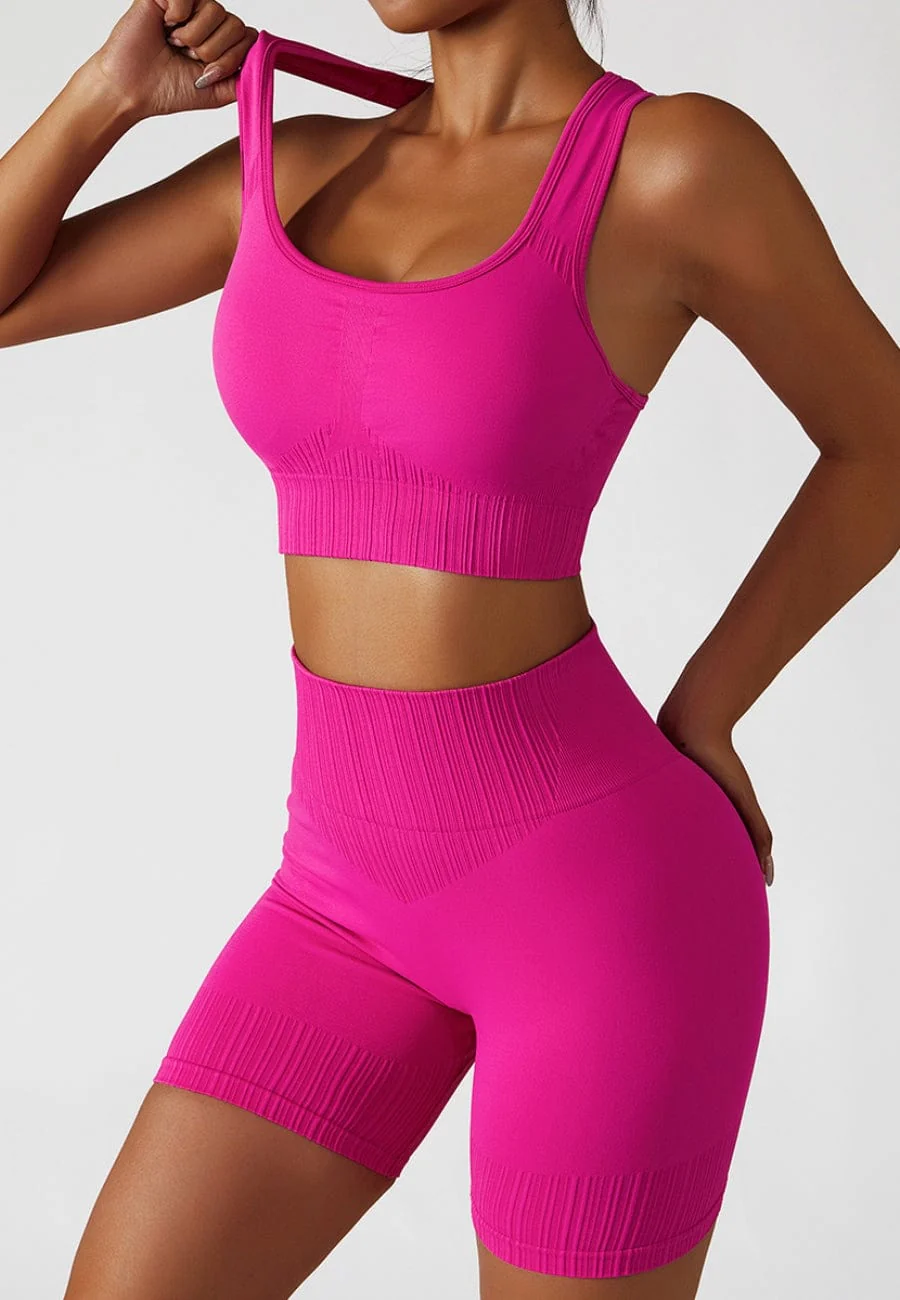 Racerback Sports Bra & Sculpting High Waist Shorts Set - Image 20