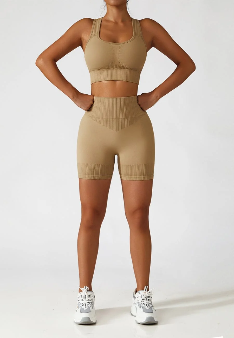 Racerback Sports Bra & Sculpting High Waist Shorts Set - Image 22