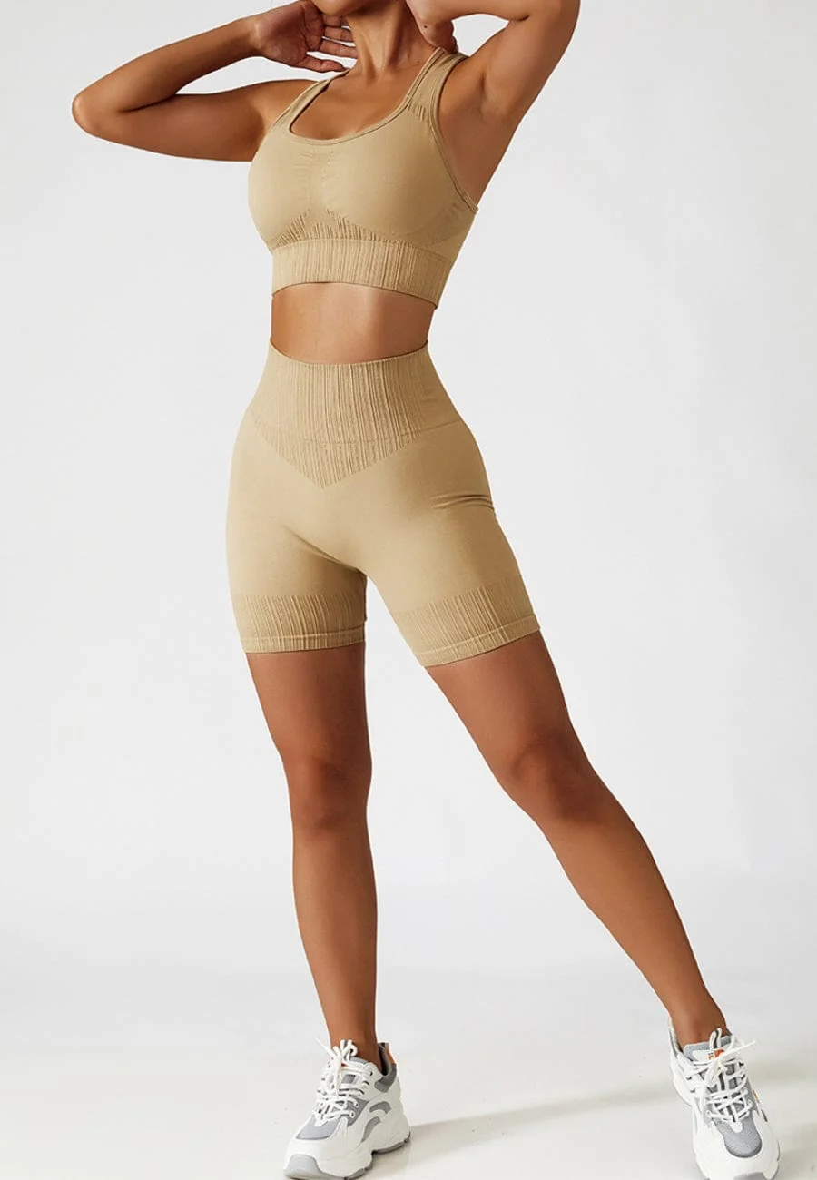 Racerback Sports Bra & Sculpting High Waist Shorts Set - Image 24